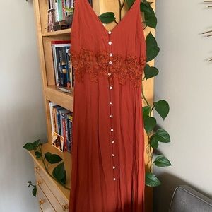Burnt Orange Lace Button Up Sundress Farm Rio